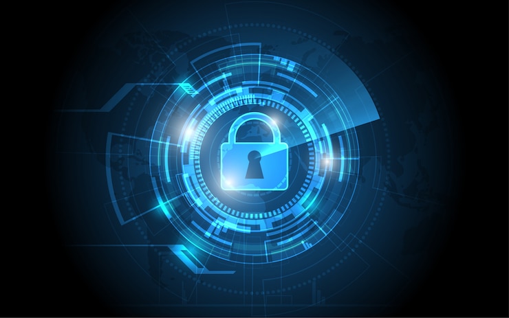 Vector security switch with radar scan abstract technology background