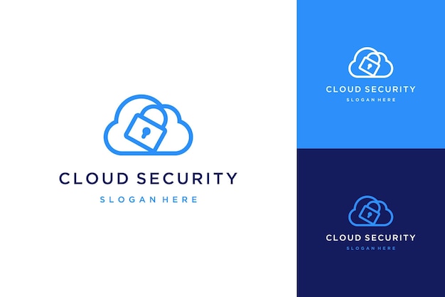 security technology logo design or cloud with a padlock