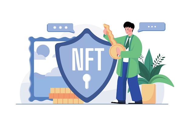 Security Token NFT Illustration concept