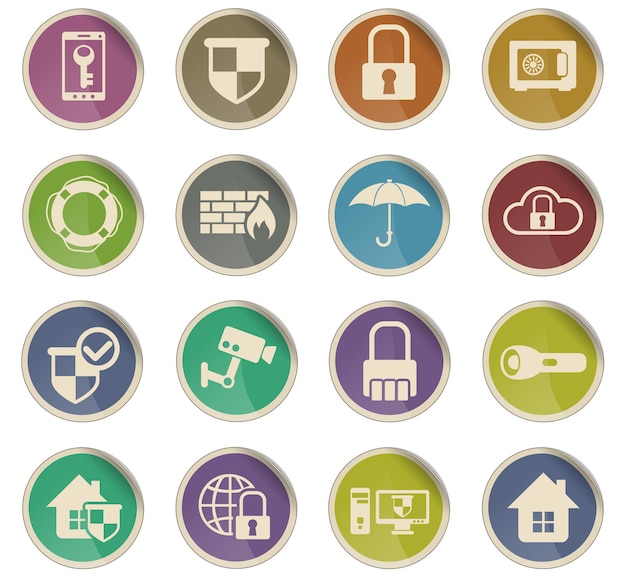 Security vector icons in the form of round paper labels