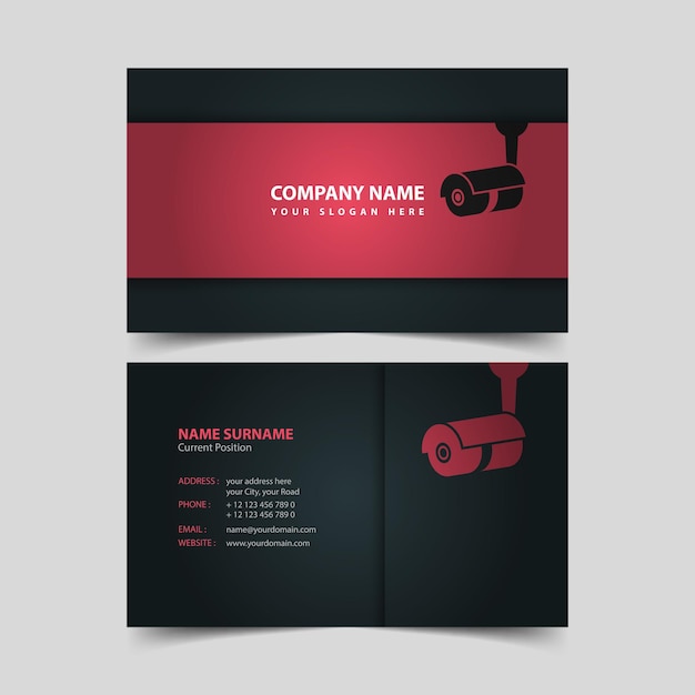 Security video surveillance company business card design template