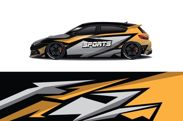 Sedan car decal wrap design