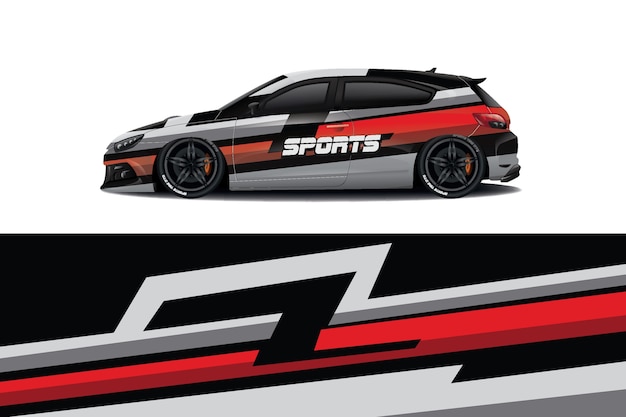 Sedan car decal wrap design