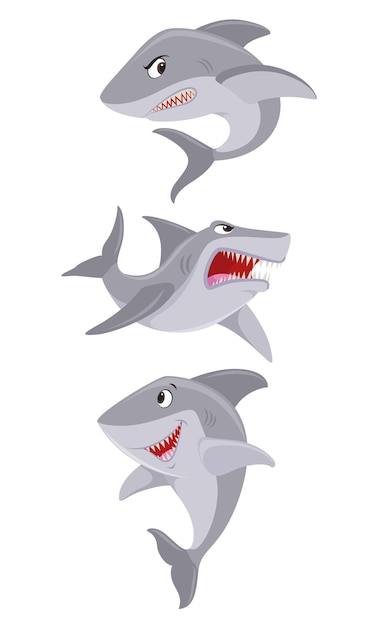 See Shark vector clipart set