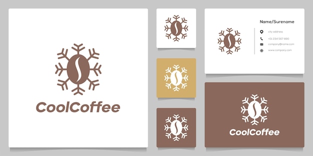 Seed coffee and freeze icon logo design con biglietto da visita