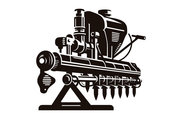 Vector seed drill farm tools vector illustration silhouette