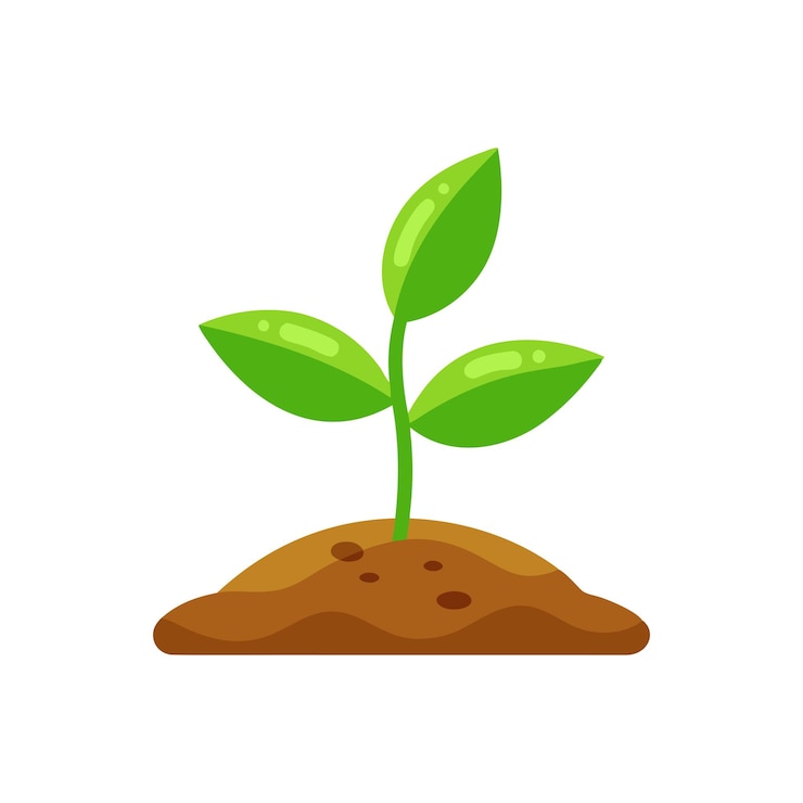 Vector seed emerging from the soil isolated flat vector illustration on white background