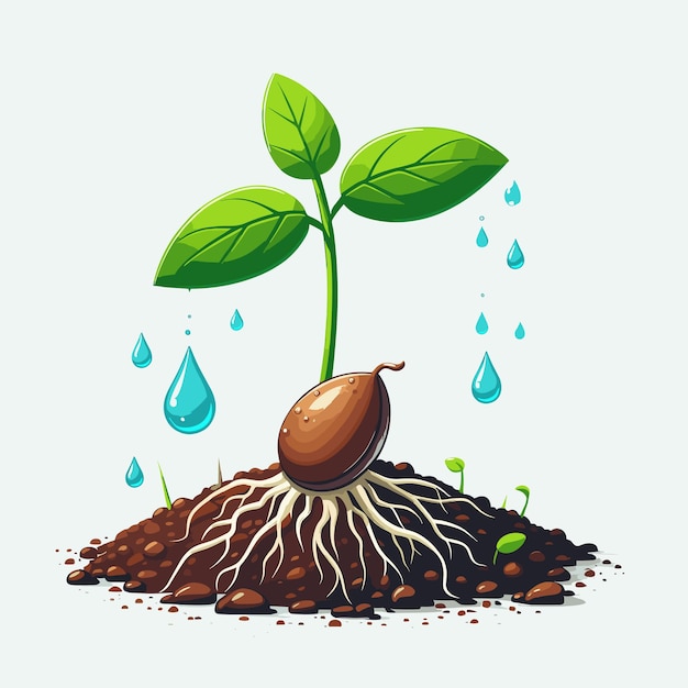 Vector seedling sprout young plant with ground vector