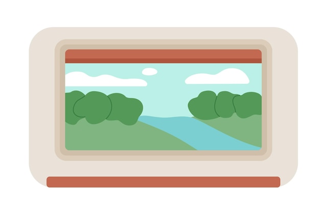 Seeing outside view from window train semi flat colour vector object