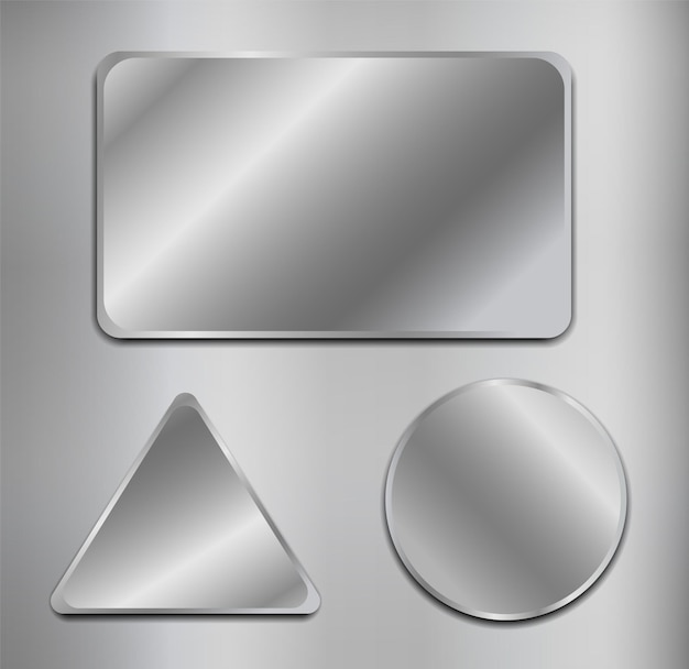 Vector seet of shiny metal plates vector illustrartion