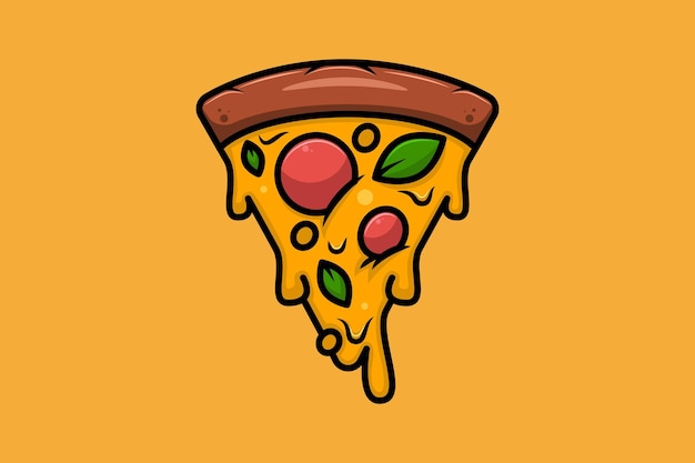 Segment van pizza smelten pictogram vectorillustratie. Fastfood ontwerpconcept.