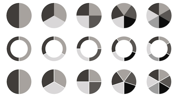 Segmented circles icons set