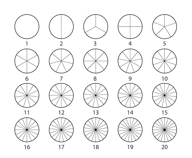 Set di cerchi segmentati isolato su uno sfondo bianco.