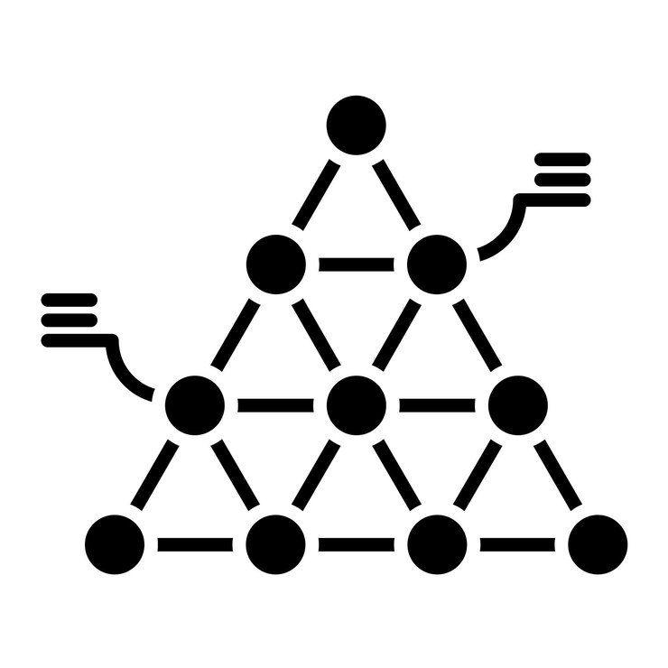 Vector segmented pyramid glyph solid black illustration