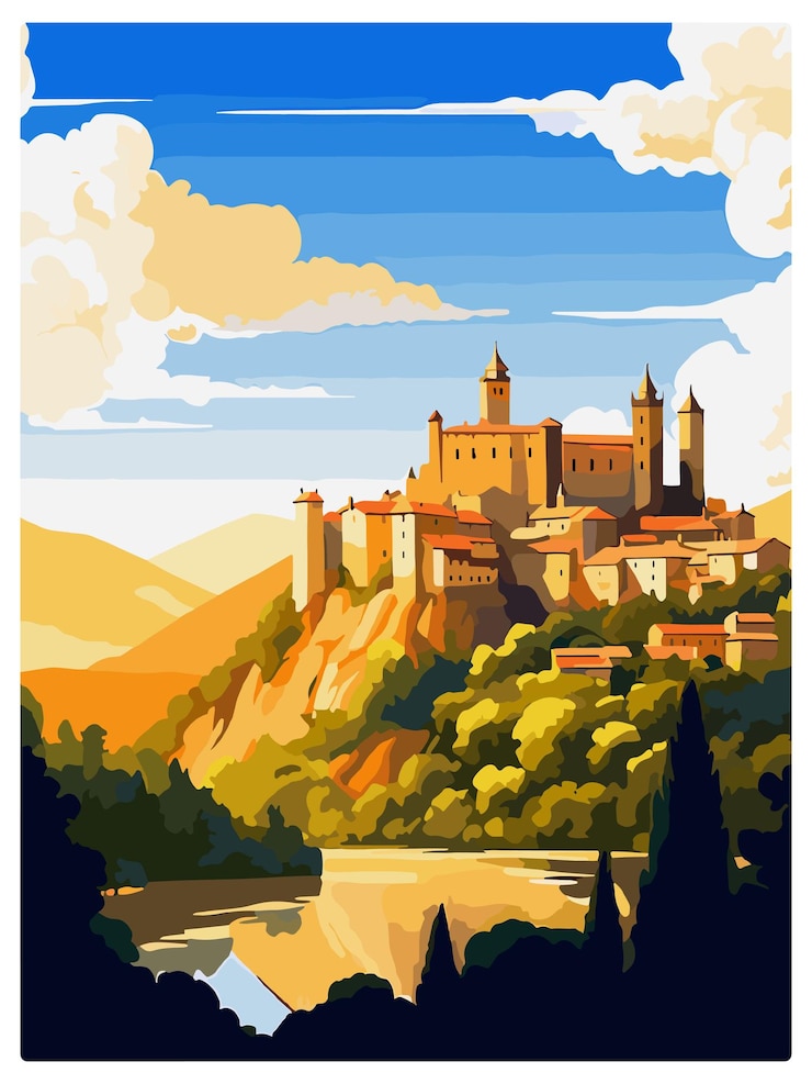 Vector segovia spain vintage travel poster wall art print souvenir postcard portrait wpa illustration