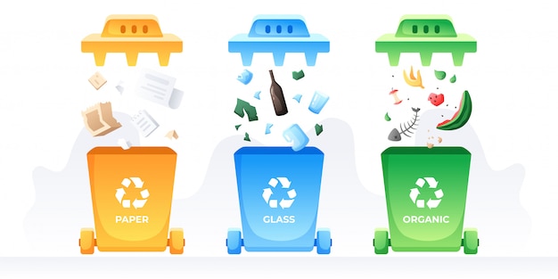 Vector segregation and recycling. containers for garbage and trash.