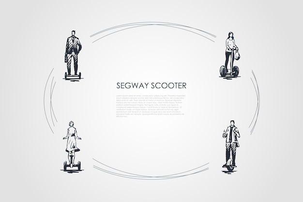 Vector segway scooters hand drawn cicle