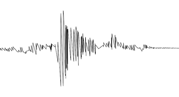 地震活動の地震計または白地に黒い嘘発見器記録