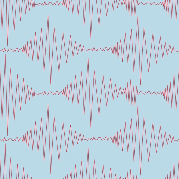 Seismogram Recording earthquake shock activity Seamless pattern on a blue background