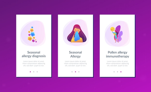 Seizoensgebonden allergie app interface sjabloon.
