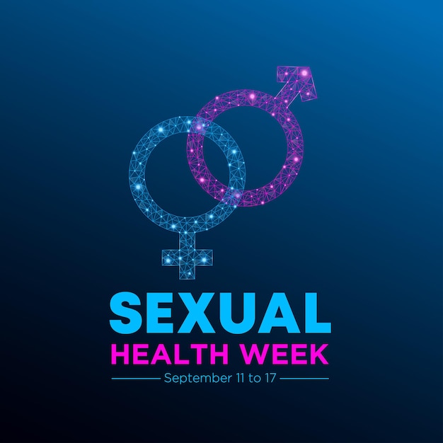 Seksuele gezondheidsweek September is de week van het bewustzijn van de seksuele gezondheid. Laag poly stijl ontwerp. Vector sjabloon voor banner wenskaart poster met geometrische achtergrond geïsoleerde vectorillustratie