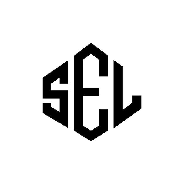 다각형 모양의 SEL 글자 로고 디자인 (SEL 다각형 및 큐브 모양의 로고 디자인) SEL 육각형 터 로고 템플릿 (백색과 검은색) SEL 모노그램 비즈니스 및 부동산 로고