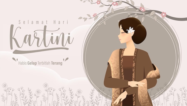 Selamat Hari Kartini betekent gelukkige Kartini-dag Kartini is Indonesische vrouwelijke held vectorillustratie