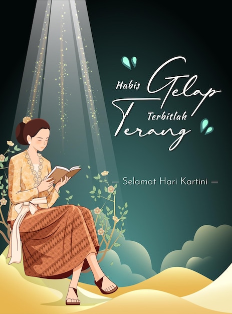 Vector selamat hari kartini means happy kartini day kartini is indonesian female hero