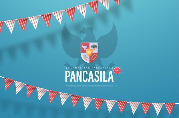 Selamat Hari Lahir Pancasila Translation The Day of Birth of Pancasila Vector Illustration