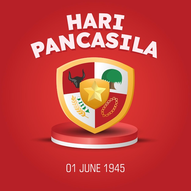 Selamat hari pancasila betekent happy pancasila day, het symbool van de republiek indonesië