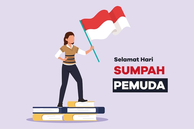 Selamat Hari Sumpah Pemuda Vertaling Happy Indonesian Youth Pledge Gekleurde platte vectorillustratie geïsoleerd