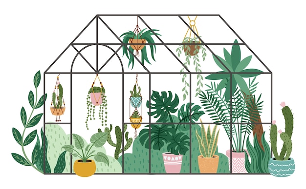 Selectie van planten in potten