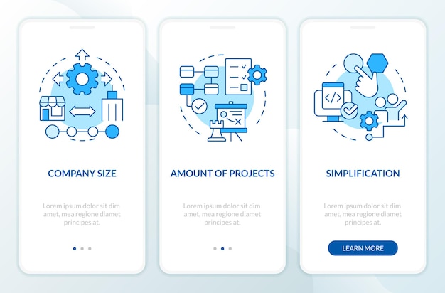 Selecting release management tools blue onboarding mobile app screen