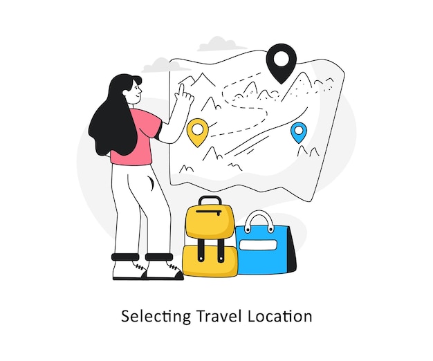 Selecting Travel Location Flat Style Design Vector illustration Stock illustration