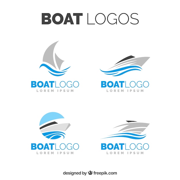 Vector selection of boat logos in minimalist design