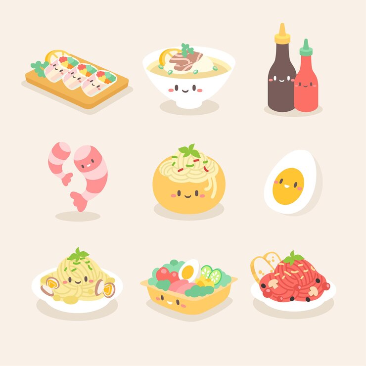 Vector 귀여운 음식 아이콘 선택