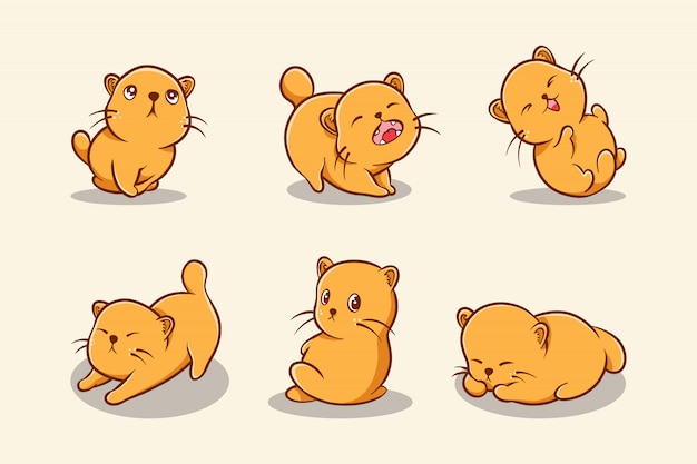 Selection of cute hand-drawn kittens