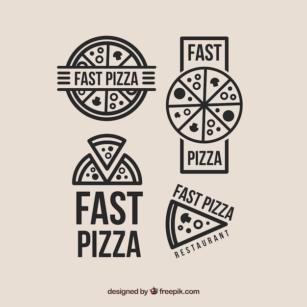 Vector selection of four logos for pizza