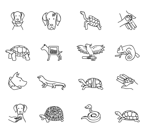 Selection of hand drawn animal outline icons