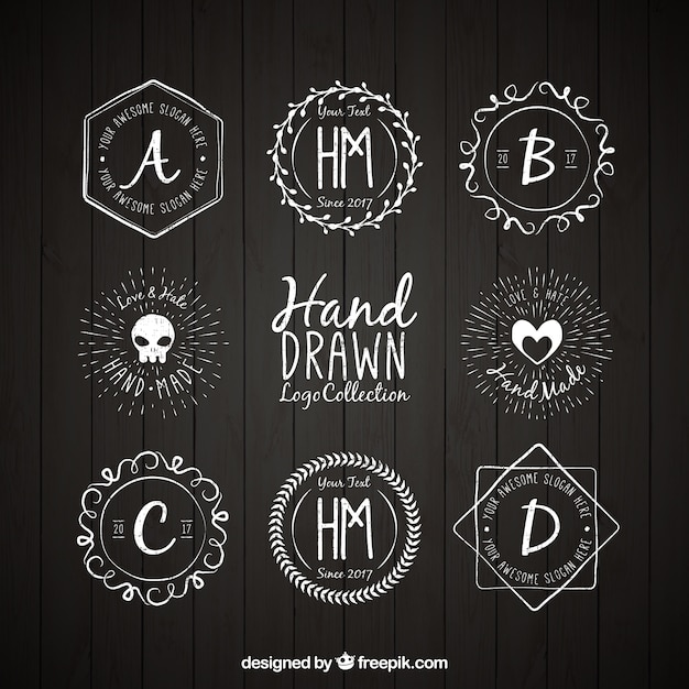 Vector selection of hand-drawn logos