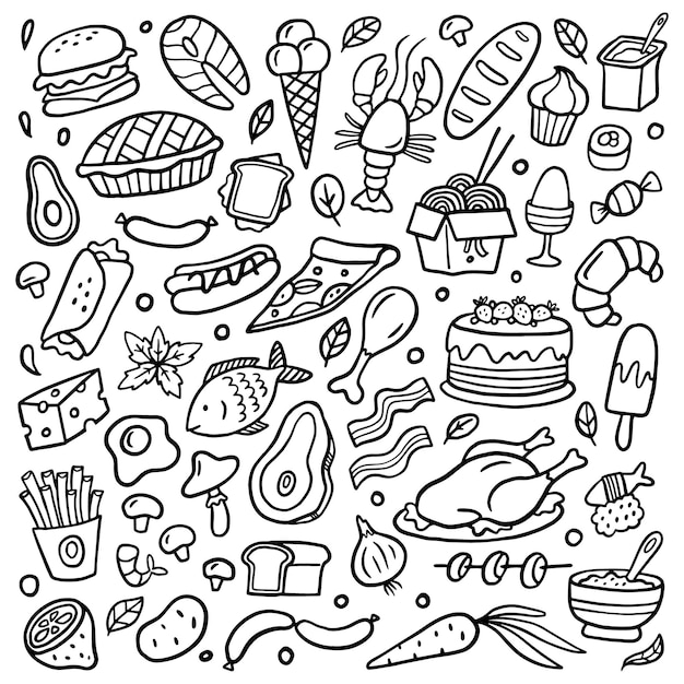 Vector selection of handdrawn food