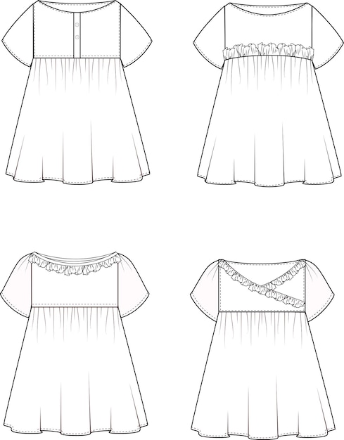 Premium Vector | Selection of kids short dress vector illustration flat ...