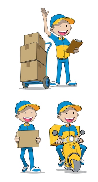 Una selezione di illustrazioni del team di consegna logistica