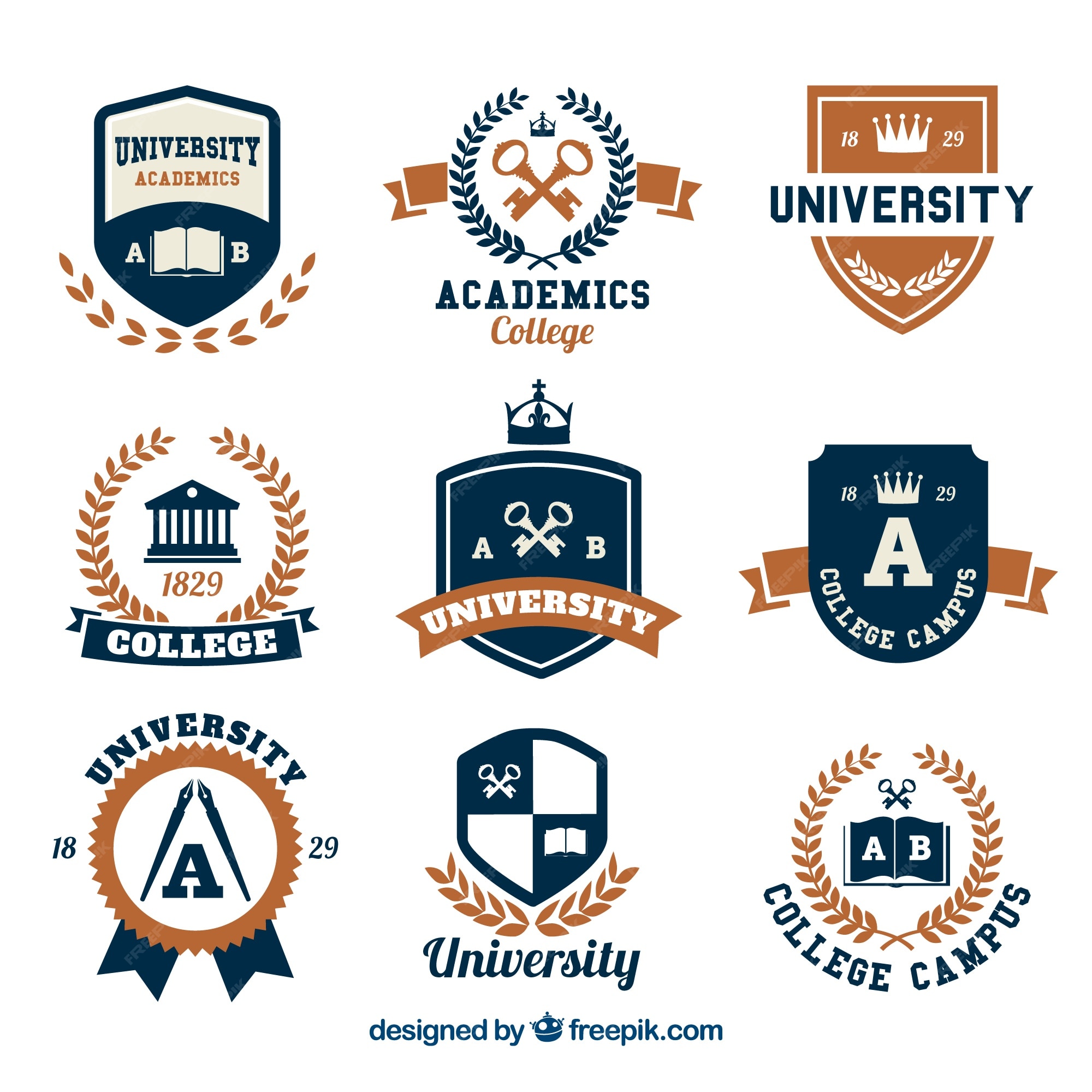 Premium Vector | Selection of logos for college