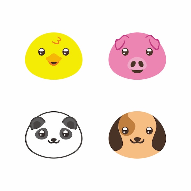 ステッカー用のかわいい動物の丸みを帯びたキャラクターの選択