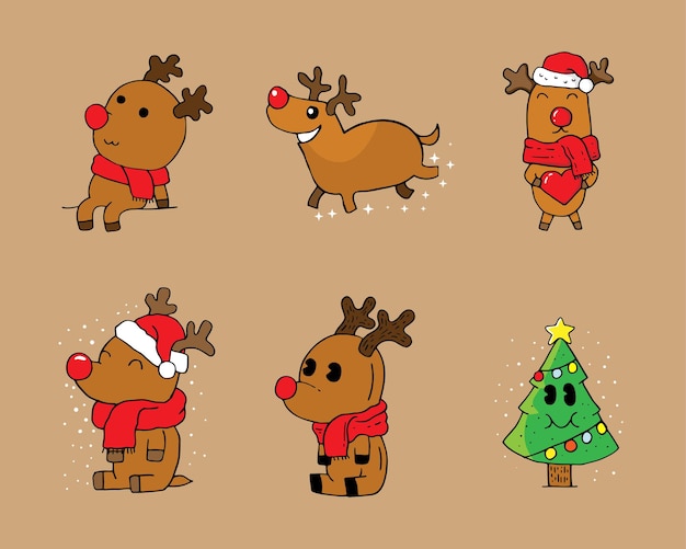 ベクトル かわいい手描きのクリスマスフィギュアセレクション