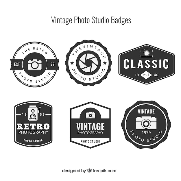 Selection of six vintage logos for photography