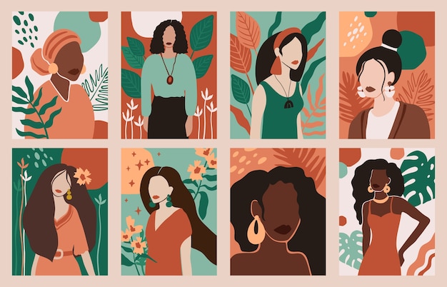 Vector selection of women portraits