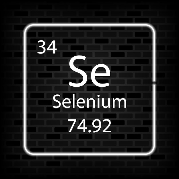 Selenium neon symbol Chemical element of the periodic table Vector illustration