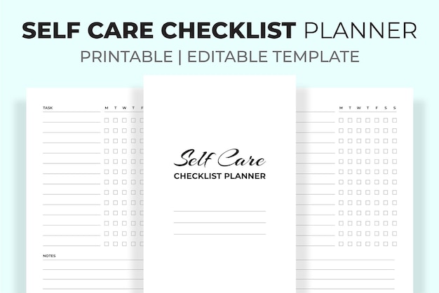 Self Care Checklist Planner